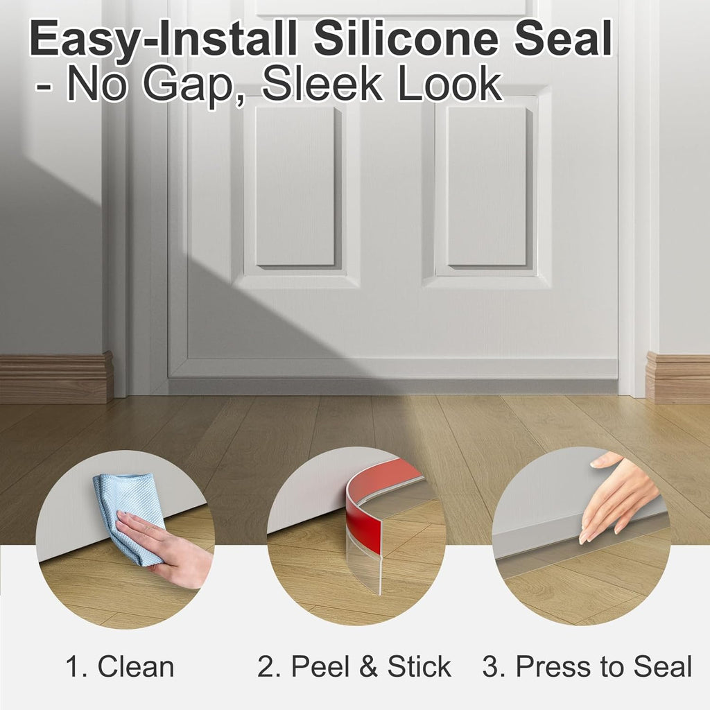 Heavy-Duty 20 ft x 1 in Weather Stripping, Door Draft Stopper Silicone Seal Strip for House and Glass Shower Doors for Collision and Side Gaps of Door and Windows, Clear