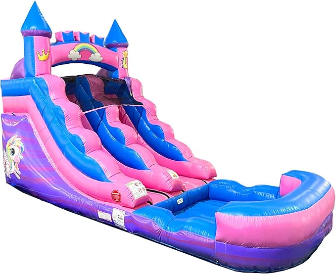 Inflatable Water Slides for Kids - Backyard Inflatable Water Slides with Splash Pool - Pink Unicorn Slide Complete with Blower, and Stakes - 21' x 9' - 12' Tall Slide