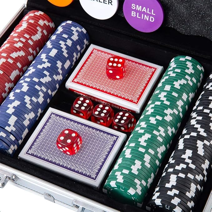 Poker Chip Set - 200PCS Poker Chips with Aluminum Case, 11.5 Gram Chips for Texas Holdem Blackjack