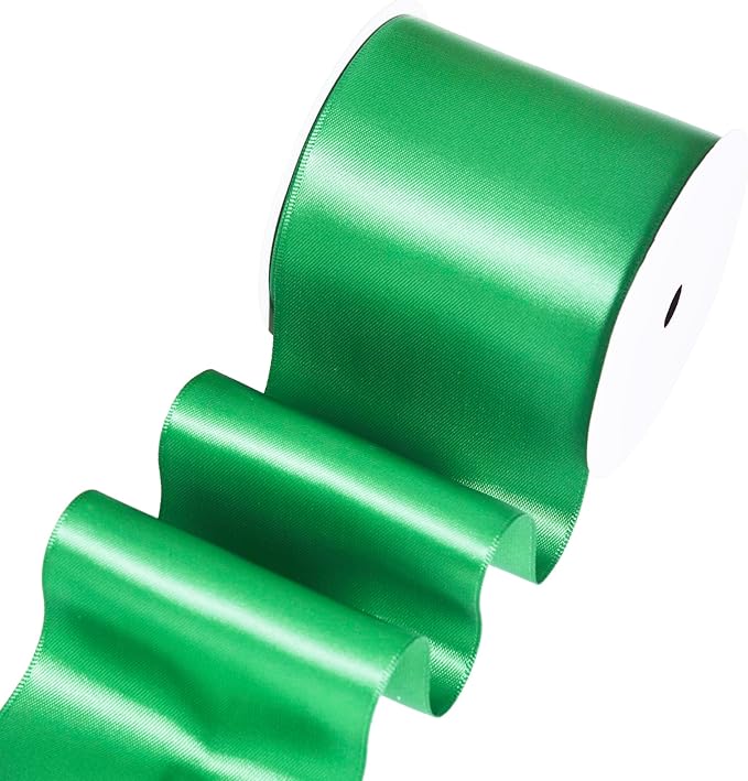 YAMA Green Double Faced Satin Ribbon, 3 Inch 10 Yards, Great for Crafts Bows Flower Bouquet Wedding Home Decor Gift Wrapping