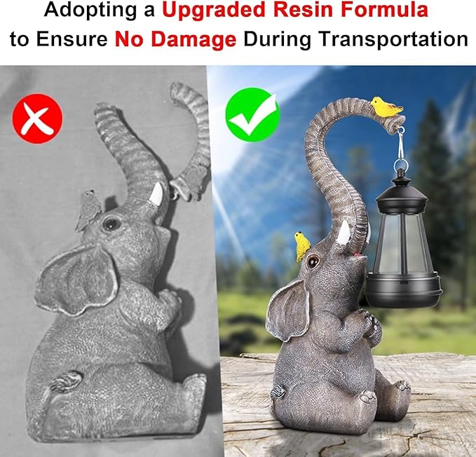 Solar Elephant Outdoor Decor Statues Lights, House Warming Gifts for New Home, Outdoor Decor for Yard Art Porch Lawn Balcony, Unique Christmas Birthday Gifts for Mom Grandma Women Wife
