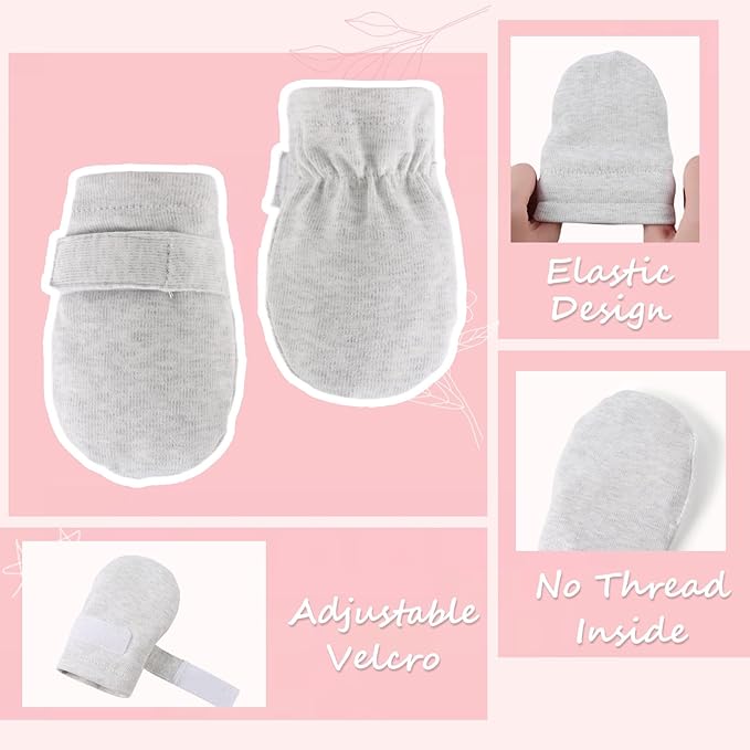 Newborn Baby Mittens Infant No Scratch Gloves Cotton Mitts for Baby Girls Boys