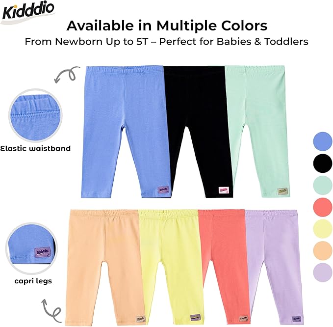 Premium Baby & Toddler Capri Leggings - Soft Cotton Blend, Durable & Perfect for Every Adventure