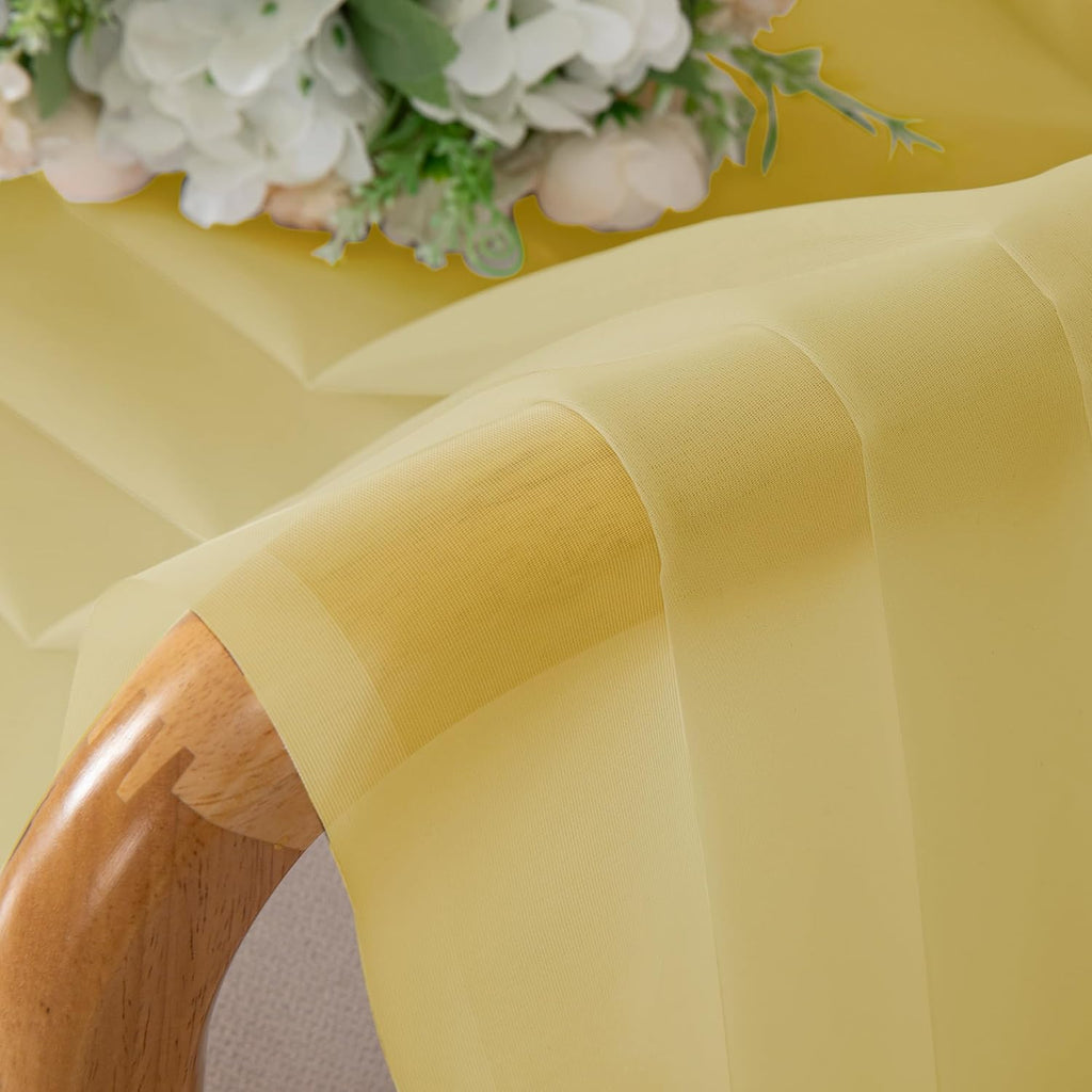 Chyhomenyc Yellow Sheer Curtains 78 Inches Long 2 Panels Set for Living Room, Light Filtering Voile Lightweight Bedroom Curtains, Rod Pocket Solid Window Treatment Drapes, Each 42W x 78L