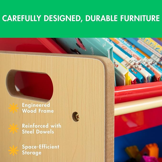 Humble Crew, Natural/Primary Kids' Toy Storage Organizer with 12 Plastic Bins, 34*35*15.5inch