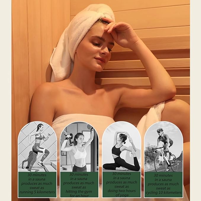 Luxury Dual-System Wood Sauna Room for 2-3 Person, Hybrid Indoor Sauna Spa,Canadian Hemlock, 4.5KW Heater, 195°F Steam+149°F Far Infrared, 10 Heating Elements, 220V, Oxygen Ionizer, 8mm Tempered-grass