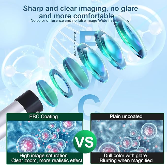 Microscope for Kids 40X-2000X Magnification, Microscope for Kids 8-12 Years with LED Fill Light, Cell Phone Holder, Great for School Labs and Homeschooling