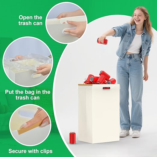 30 Gallon Disposable Trash Cans with Built-in Handles, 4 Pack Extra Large Portable Trash Can, Waterproof Layer Reusable Garbage Can, Recycling Bins, Extra-Thick Recycled Cardboard, Perfect for Parties