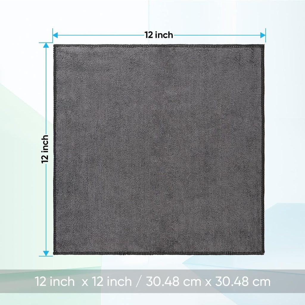 HOMEXCEL Microfiber Washcloths 12 Pack, Highly Absorbent and Soft Face Towel, Multi-Purpose Grey Wash Cloths for Bathroom, Hotel, Spa, Gym, and Kitchen, 12x12 Inch