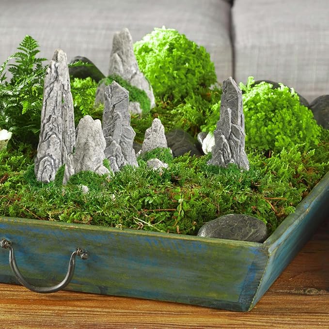 Mipcase Mini Zen Garden Accessories 8pcs Resin Mountain Decor Figures Mini Zen Garden Decor for Micro Landscape Craft Decorations
