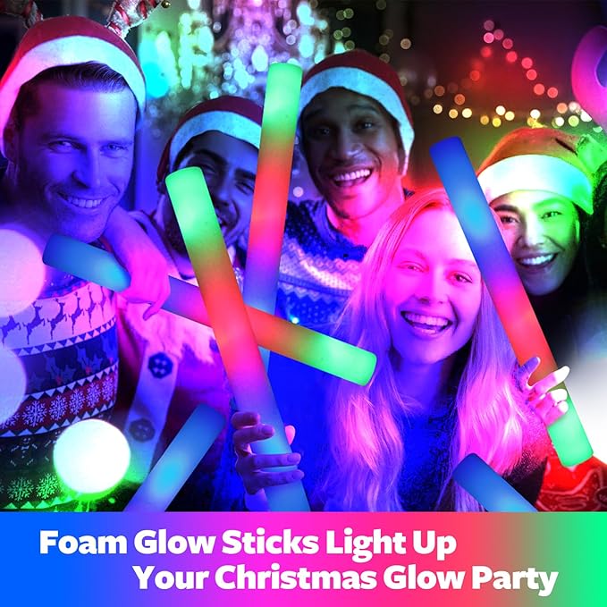 68 PCS LED Foam Glow Sticks Bulk, Glow in the Dark Party Supplies with 3 Modes Colorful Flashing, Neon Party Favors for Birthday, Wedding, Carnival, Concert, Halloween Glow Sticks
