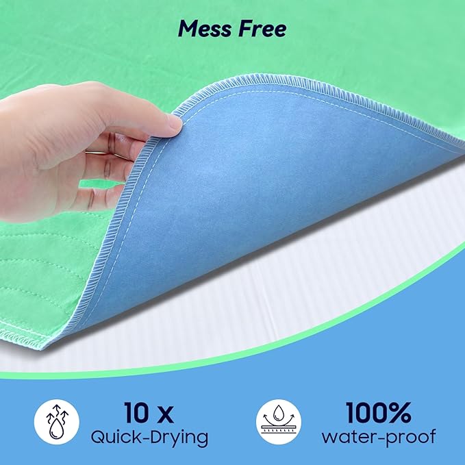 2 Pack 36” x 54” Extra Heavy Absorbency Washable Underpads, Waterproof Nursing Pads Incontinence Bed Pads, Reusable Washable Pee Pads for Dogs, Diaper Changing & Adults, Mattress Protector