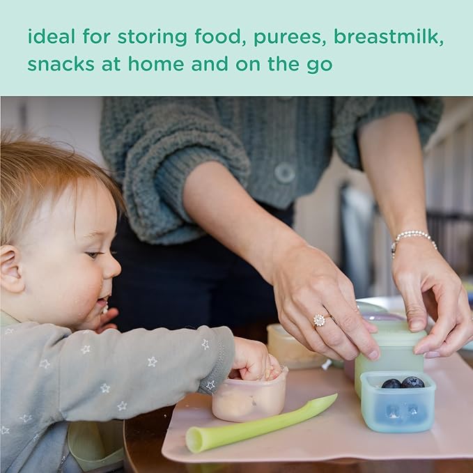 Olababy Clear Sense Silicone Storage Containers 4pk for Baby Food, Snacks, Formula, Puree, Sauce & More | Micro Plastic & BPA-Free | Daycare Essentials for Toddlers and Kids (Coral, 4 oz / 120 ml)