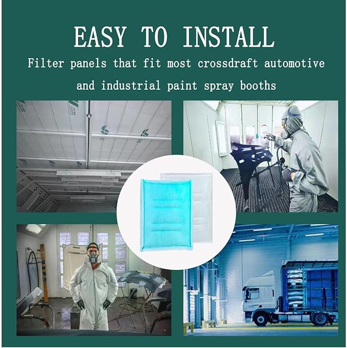 AUC Paint Booth Tacky Intake Filter Pad Series 55, 20" x 20" (24/case) Spray Booth Intake Filter with Internal Wire Support Frame