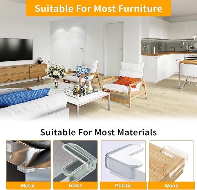 40 Pack Corner Protector Baby, L-Shaped Baby Proof Corners and Edges, Clear Table Corner Covers Baby, Baby Corner Protector Guards, Corner Guards for Table Edges & Sharp Corners