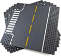 Apostrophe Games Road Baseplate – Premium Building Blocks Base Plates Compatible with All Major Brands – 6pcs Baseplate Gray with Road Design – Straight, Curve, Crossroad, T-Junction