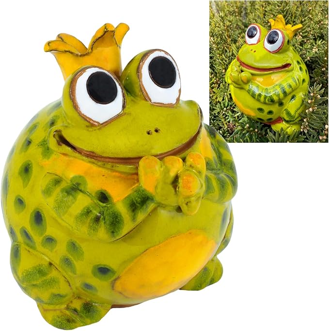 Ceramic Garden Decor - Frog Lawn Stake - Outdoor Statue - Perfect, Unique Gifts for Gardeners Woman, Men, Yard Gifts - Handmade, Frostproof