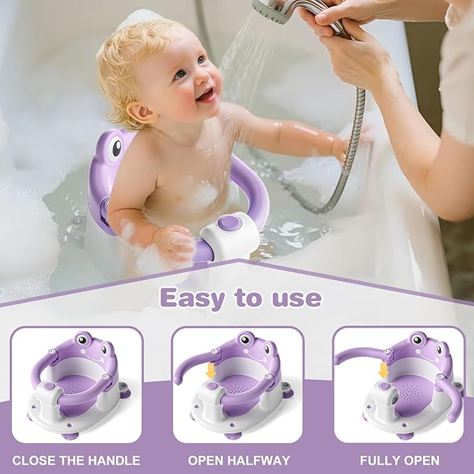 Baby Bath Seat for Babies 6 Months & up Non-Slip Toddler Bath Seats for Sitting Up Infant Bathtub Chair with Suction Cups and Soft Cushion for Baby Shower Tub Seat