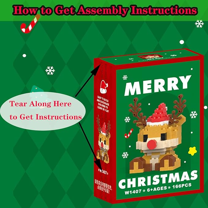 Christmas Reindeer Building Blocks Set Compatible with Lego Advent Calendar 2025 Stacking New Toys Holiday Present Box New Year Xmas Gifts for Kids for Boys & Girls and Adults