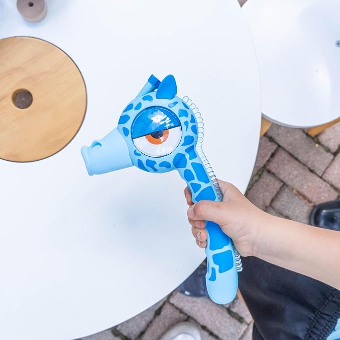 Handy Famm Real Metal Blue Giraffe Hammer for Kids, Patented Safety Mouth Sleeve and Nail Remover, STEM DIY Tool for Children Ages 5 and Up