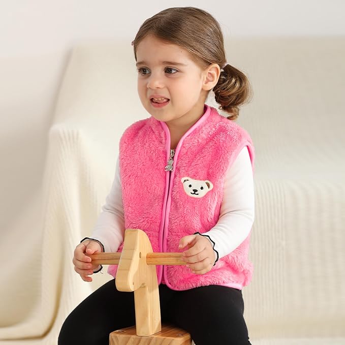 Baby Boys Girls Fleece Vest Zip Up Cute Bear Jackets Fuzzy Fall Winter Warm Clothes Newborn Outwear for Toddler Infant