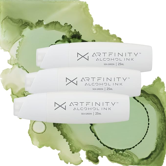 Alcohol Inks 3 Pack - Vibrant, Professional, Dye-Based Alcohol Inks for Artfinity Alcohol Markers, Artists, Drawing, & More! - Sea Green G7-3