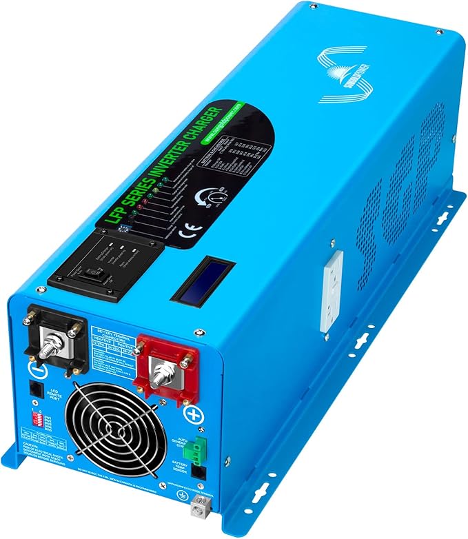 SUNGOLDPOWER 6000W 24 Vdc Inverter Charger,Peak 18000w,240 Vac Input, 120V/240V AC Output Split Phase,Low Frequency,Pure Sine Wave with LCD Remote Controller(Updated Version) Blue