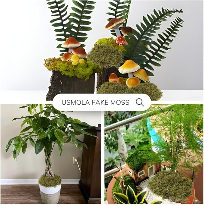 Fake Green Moss for Potted Plants, 4OZ Artificial Moss for DIY Crafts, Faux Moss for Table Centerpieces Fairy Garden Decor (Fresh Green 140gr)