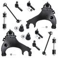 Detroit Axle - 12PC Front Lower Control Arms, Ball Joints, Front Rear Sway Bars, Inner and Outer Tie Rods for 2000 2001 2002 200