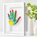 Family Handprint Kit, Hand Prints Keepsake Frame, DIY Craft Gift for New Parents & Mom & Baby, Grandparents, Mother's Day, Father's Day, Adoption Day, Anniversary, 6 Non -Toxic Paints (White)