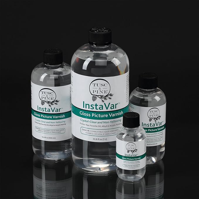 Tusc & Pine InstaVar™ Gloss Picture Varnish - Archival Quality Varnish for Oil, Alkyd, and Acrylic Artists - 16.9oz Bottle