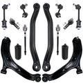 Detroit Axle - 14PC Front and Rear Lower Control Arms w/Sway Bars, Inner Outer Tie Rods and Rack Boots Replacement for 2000 2001