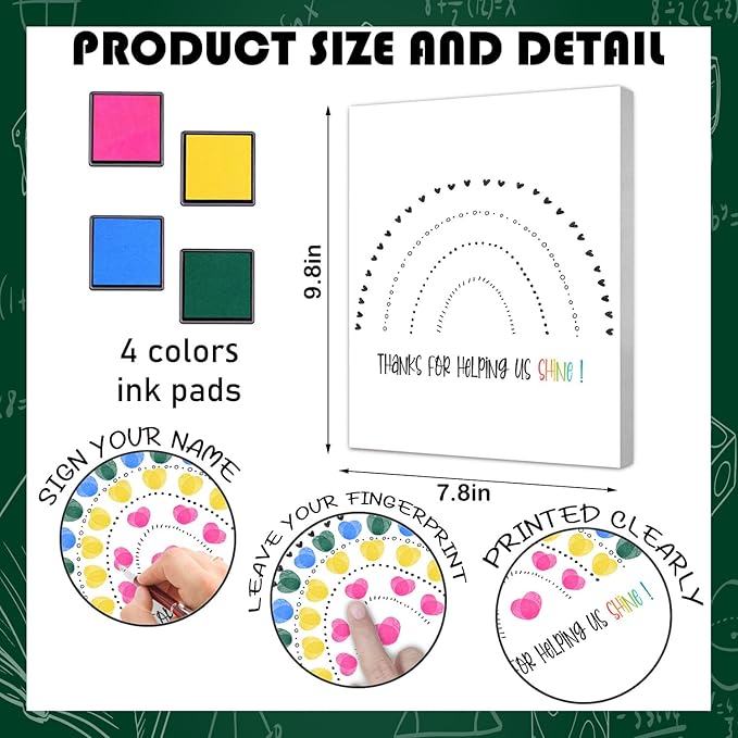SHLINCO Teachers' Day Thank You Set, Suitable for Kindergarten, Primary and Middle School Classroom Souvenirs, Fingerprint Art Canvas DIY, Year-End Gifts for Class Teachers