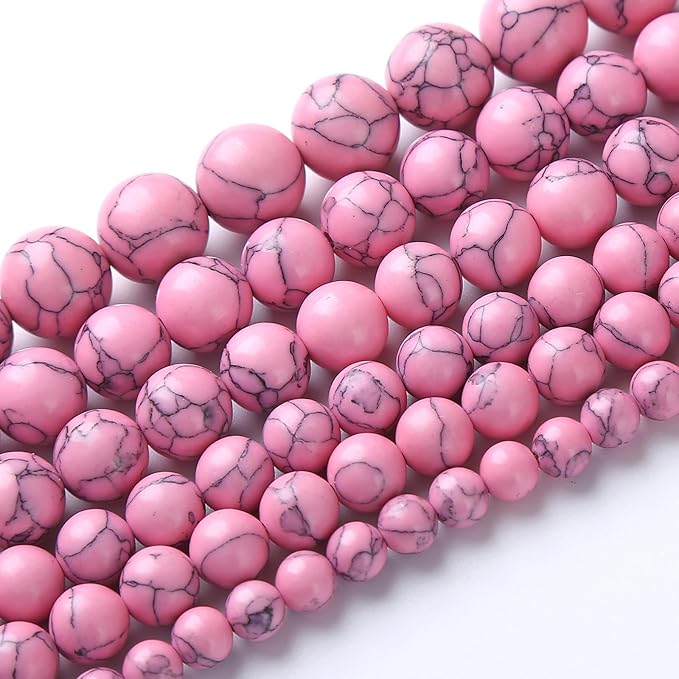 90pcs 4mm Pink Turquoise Beads Natural Stone Round Loose Spacer Beads for Jewelry Making DIY Bracelet Necklace 1 Strand 15.5inch