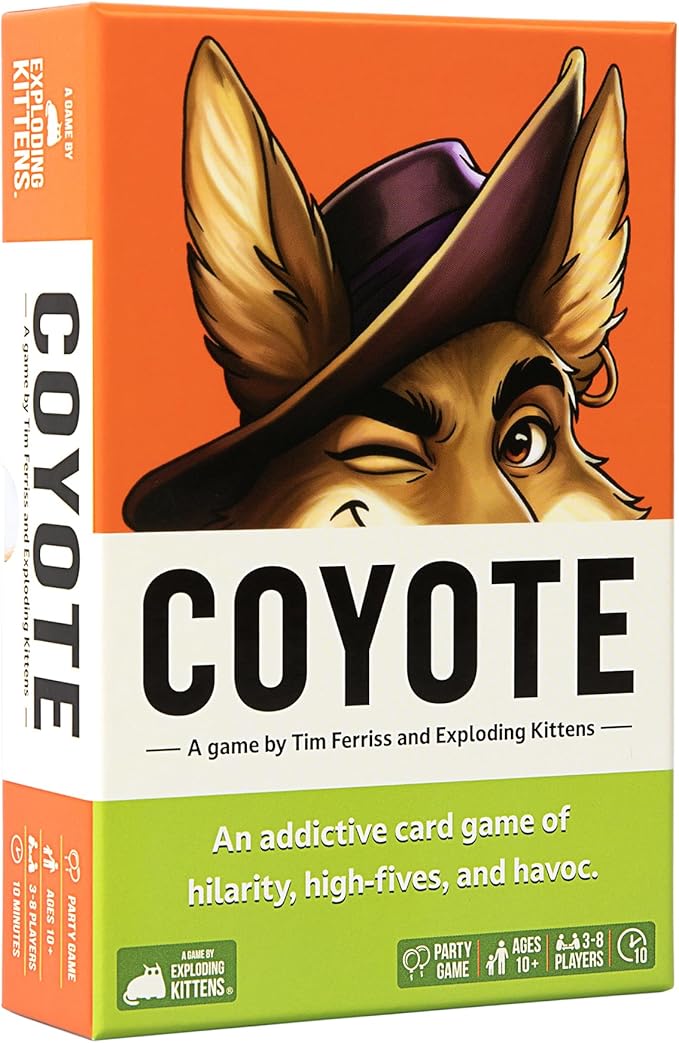 Exploding Kittens Coyote Created by Tim Ferriss, Special Edition Large Box: Includes 6 Unique Action Cards: a Party Game for 3-8 Players, Ages 10 and Up, Great for Family Night