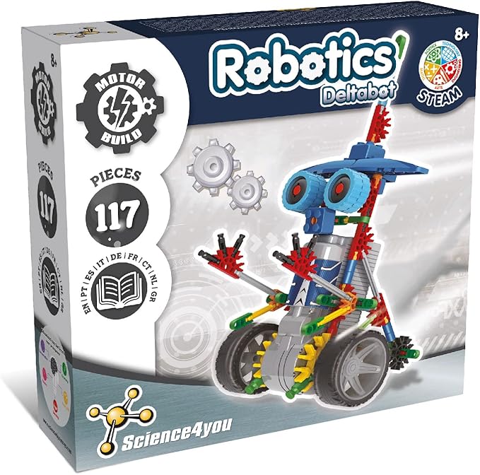 Science4you Deltabot Robot Toy Kit for Kids Age 8-12 - STEM 117 Pieces Robotics Kit, Build Your Own Robot Toy for Kids Age 8+, Educational Science Kits DIY Building Toys, Gift for Boys and Girls