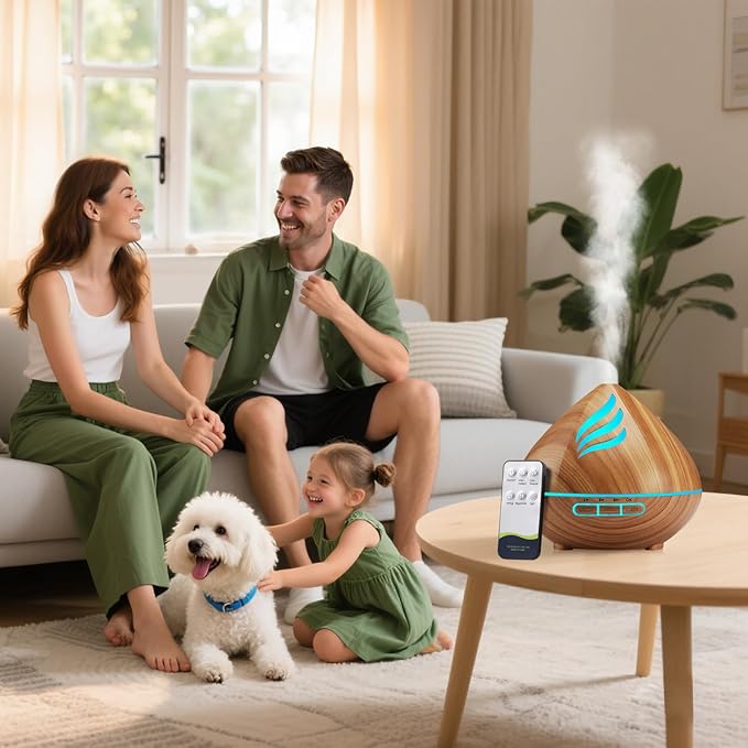 Essential Oil Scent Diffuser: 500ML Aroma Diffuser with Remote Control, Large Fragrance Aromatherapy Diffuser for Bedroom Home, Mist Humidifier with 14 Colors LED Lights and waterless Auto-Off