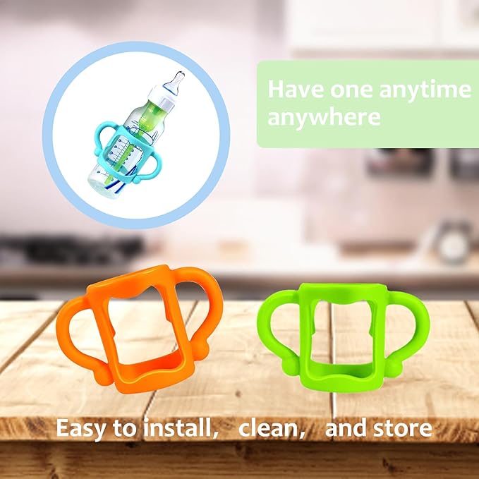 RTMOK Bottle Handles for Dr. Brown's Narrow Baby, Wide-Neck, Removable Easy-Grip Transitional Sippy Cup Handles, 100% Silicone-BPA-Free Material, 4m+
