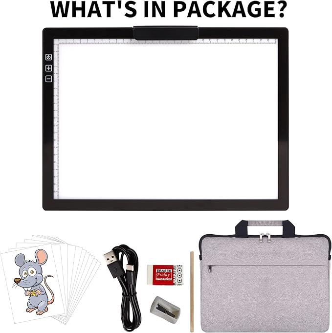 Rechargeable A4 Light Pad with Bag, Innovative Stand and Top Clip, Elice Wireless Bright Light Tracing Board Portable Artcraft Tracer Box for Artists, Drawing, Cricut Weeding Vinyl, Diamond Painting