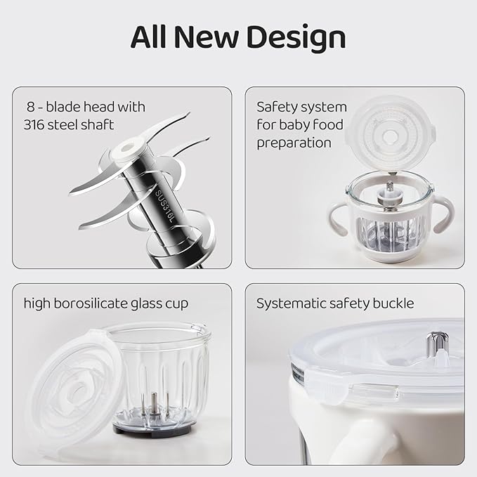 Baby Food Maker - Food Puree Processor, Fruits, Vegetables, Meats and Potatoes Mini Food Blender, Suitable for Avocados, Grapes and Strawberries Space Silver, 10 oz Gift Package
