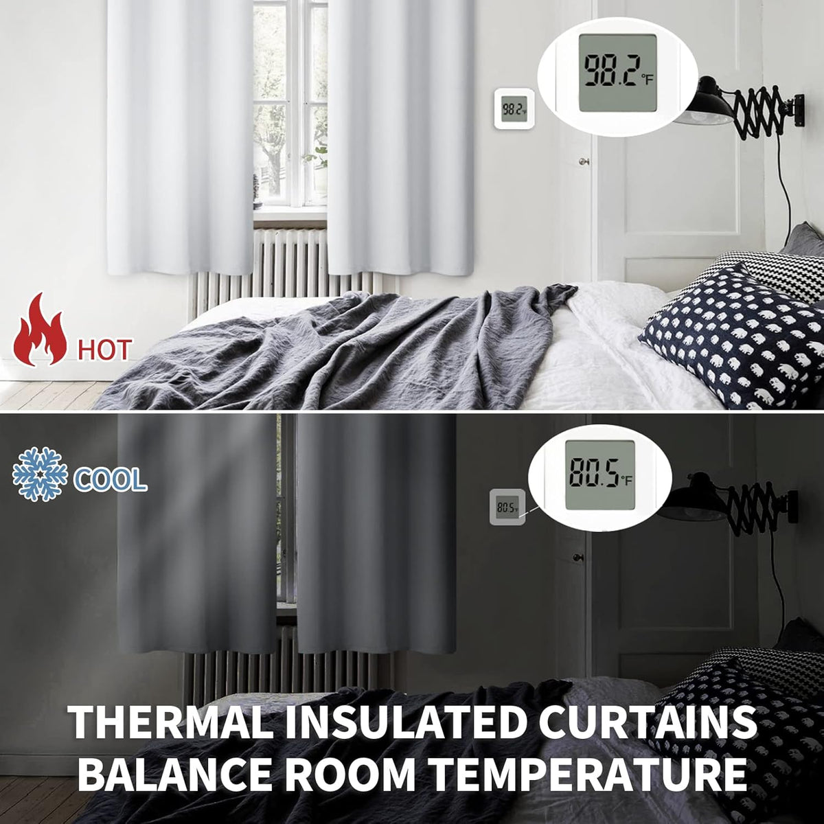 BGment Short Curtains 36 Inches Length for Kitchen Bathroom Window - Rod Pocket 34 Inch Width Thermal Insulated Drapes for Basement Cafe Camper Bedroom, Greyish White, 2 Panels, 34 x 36 Inch