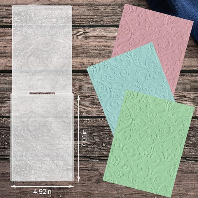 Hying 3-D Textured Impressions Background Embossing Folder, Flower Pattern Plastic Embossing Folder Template for Card Making Scrapbooking Paper Craft Album Stamps DIY Décor