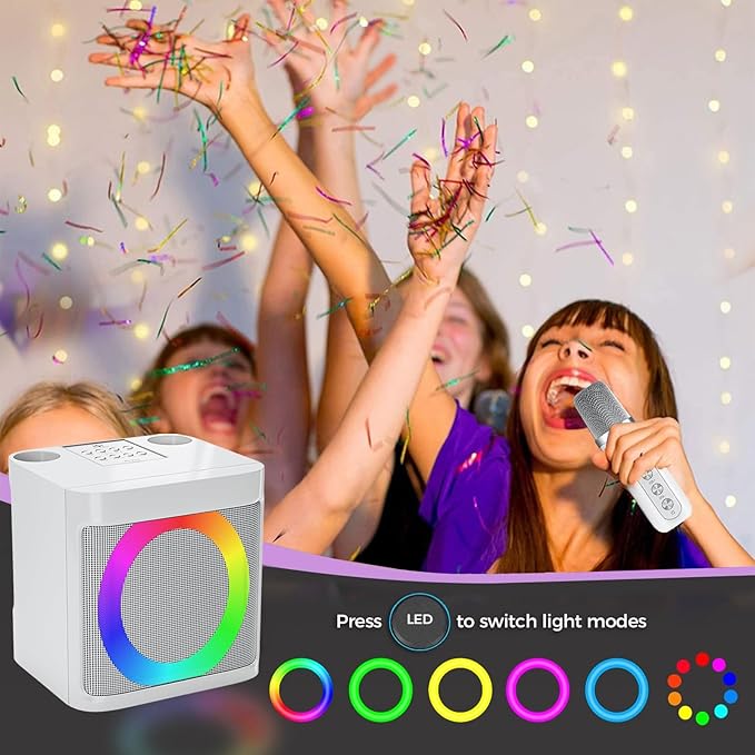 Karaoke Machine for Kids Adults - Portable Bluetooth Speaker with 2 Wireless Microphones, Singing Machine for Party, Birthday Gifts for Girls Boys Ages 4, 5, 6, 7, 8, 9, 10, 11, 12+ Years Old
