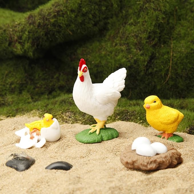 Montessori Life Cycle Animal Figurines Learning & Education Toys, Plastic Turtle Chicken Ant Plant Mantis Salmon Toys for Kids, Preschool Learning Activities for Toddlers