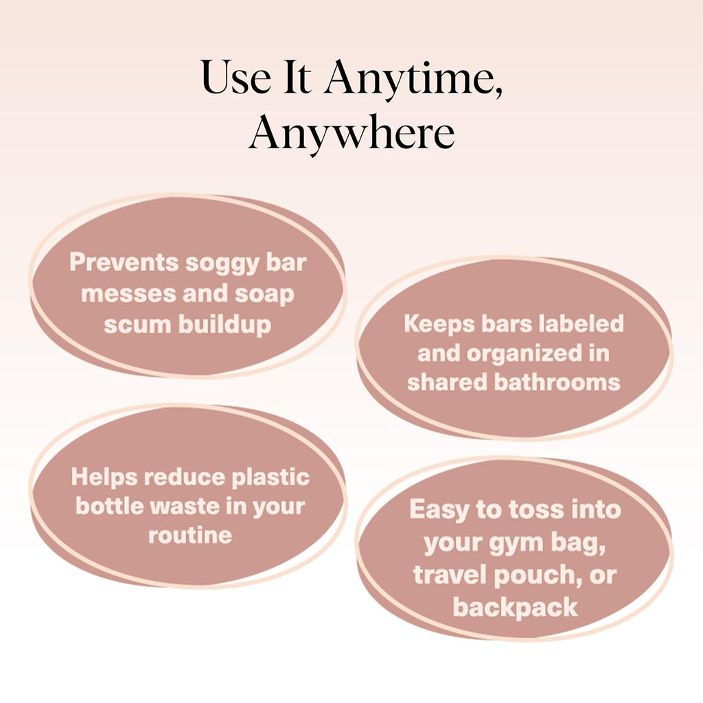 Kitsch Bar Soap Saver Bag – Patented Mesh Bag Soap Holder for Shampoo and Conditioner Bars - Extends Use & Prevents Soggy Mess - Recycled Mesh Beauty Pouch, Eco-Friendly - 2pc Set, Blush & Terracotta