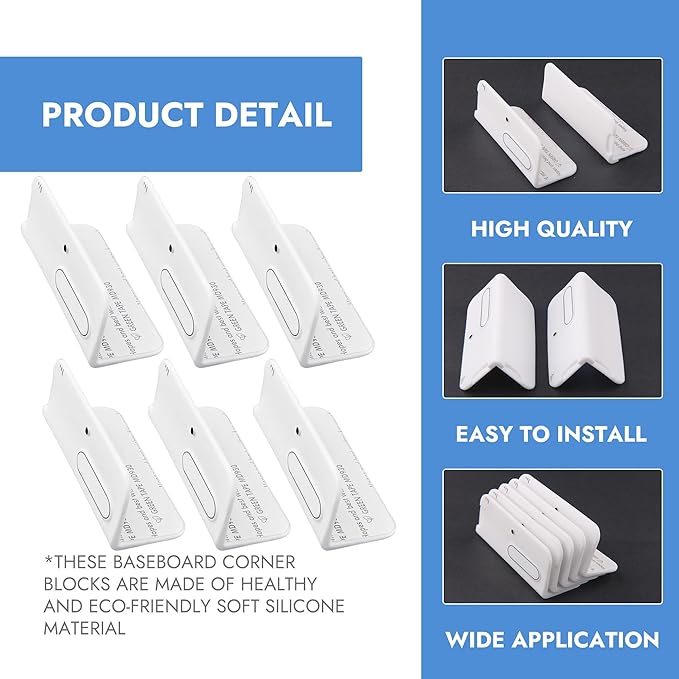 6 Pcs Self Adhesive Silicone Corner Protectors Cute Elephant Pattern Edge Guards Safety Baseboard Corner Blocks Decotive Baby Proofing Corner Cushion for Wall, Furniture & Sharp Corners -White