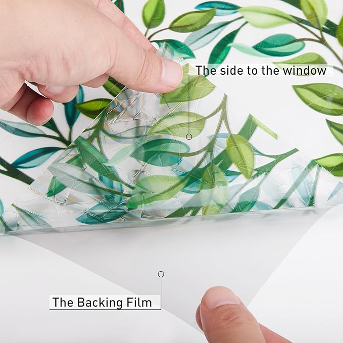 Donox Window Privacy Film, 3D Decorative Window Vinyl Decorative Stained Glass Window Film, Anti-UV Sun Blocker Heat Control for Home, 35.4 Inch x 13.1 Feet (with Installation Tool)
