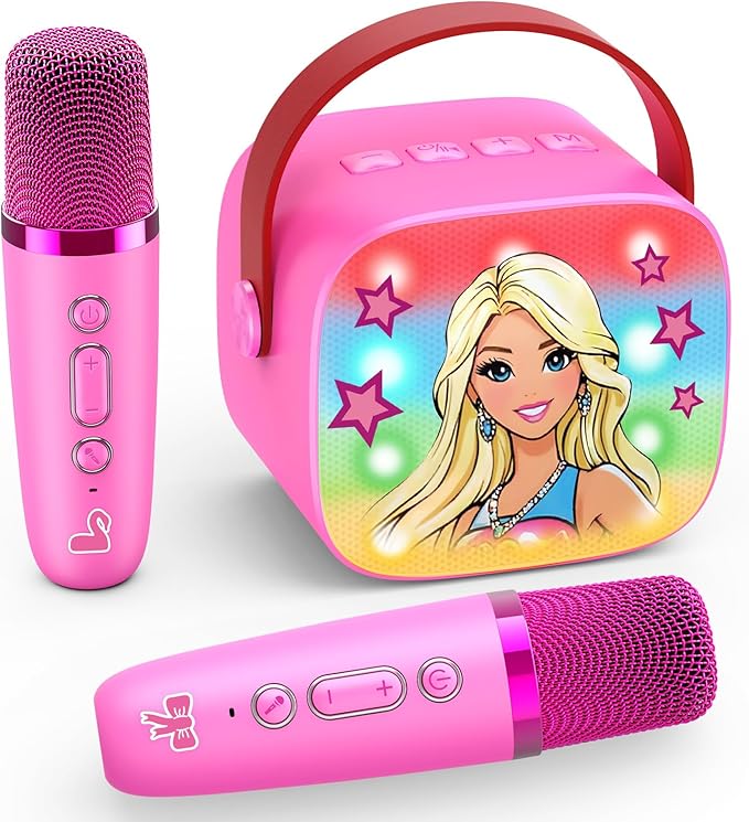 Princess Mini Karaoke Machine Toys: Kids Toys Girls Birthday Gifts Age 3-12+ LED Portable Bluetooth Speaker with 2 Wireless Microphone Gift Toy for 4 5 6 7 8 9 Years Old Girl Boy Kid Adult