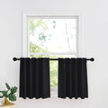 RYB HOME Small Window Curtains - Blackout Insualting Privacy Curtains for Kids Bedroom Kitchen Bathroom Basement Cafe Cabinet Tiers Drapes, 34 Width x 30 Length, 2 Panels, Black