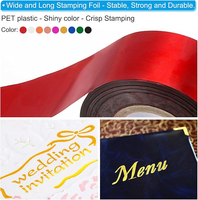 PATIKIL 1.2"x400Ft Hot Stamping Foil Paper,Heat Transfer Hot Stamping Paper Foil Roll for Leather DIY Logo Decor Craft Gift Card Package Scrapbook,Gold
